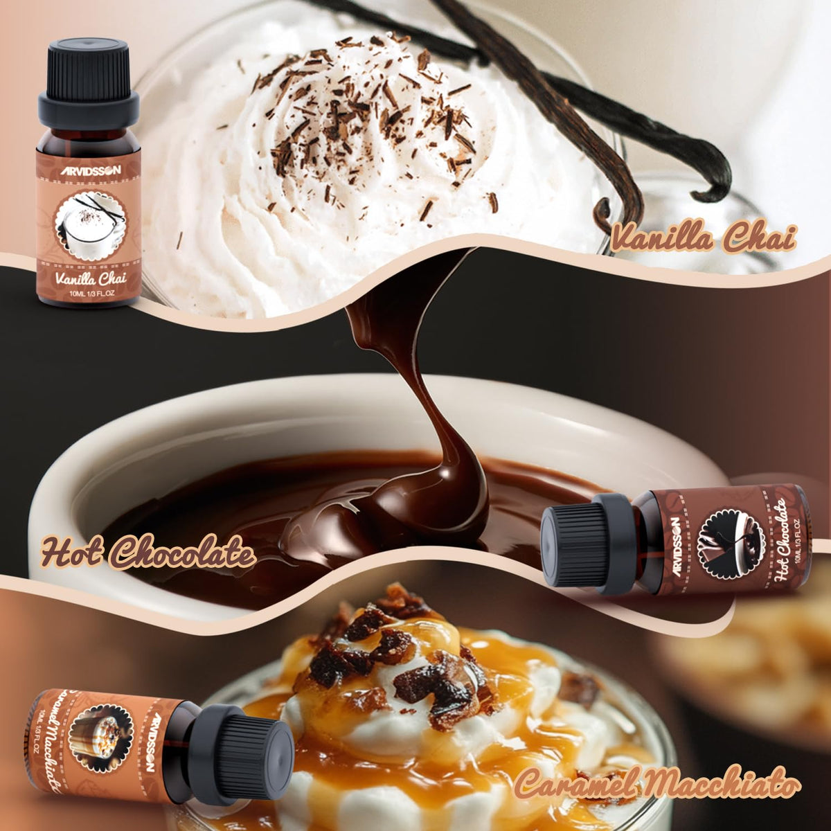 ARVIDSSON Coffee Fragrance Oils Set, Essential Oils for Diffuser & Candle Making , Aromatherapy Scented Oils for Home, Espresso, Vanilla Chai, Hot Chocolate, Blueberry Muffin, Eggnog Latte, Caramel Macchiato, 6 x 10ml 🍁 All In One Marketplace Canada