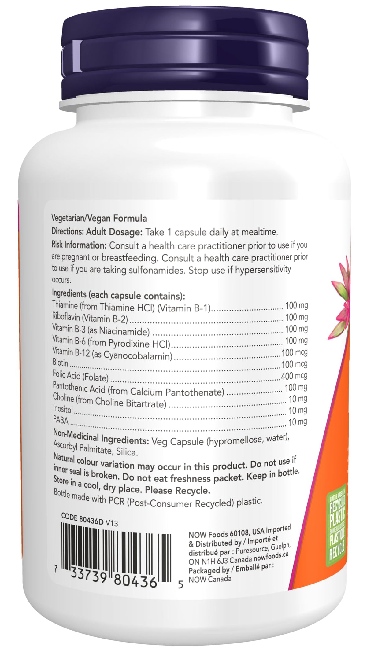 NOW Supplements, Vitamin B-100, Energy Production, Nervous System Health, 100 Veg Capsules