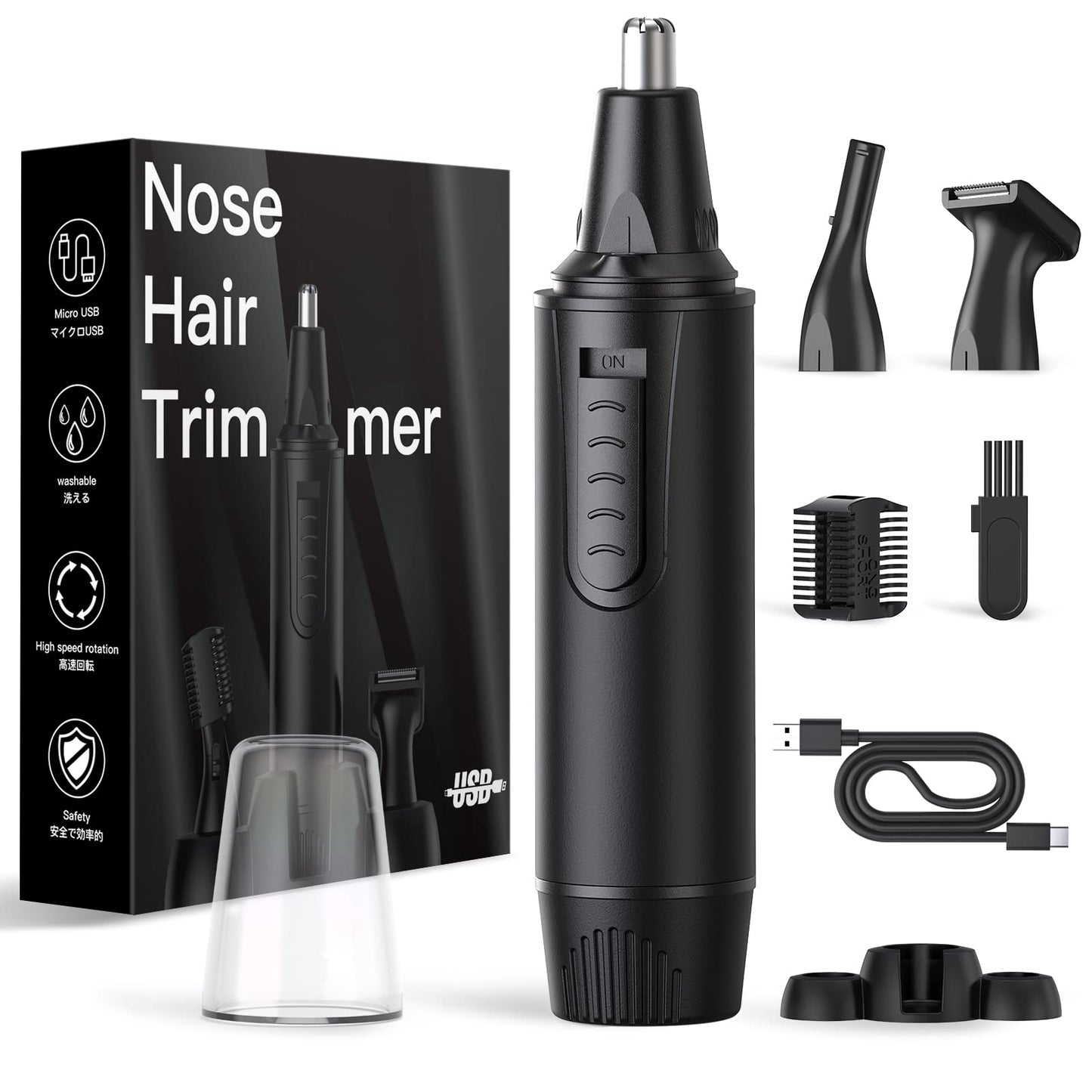 Nose Hair Trimmers for Men and Women-Rechargeable Ear Hair Trimmer-7IN1 Professional Painless Nose Clipper Eyebrow & Facial Hair Trimmer-IPX7 Waterproof Dual Edge Blades for Easy Cleansing-Black - Available at All In One Marketplace Canada