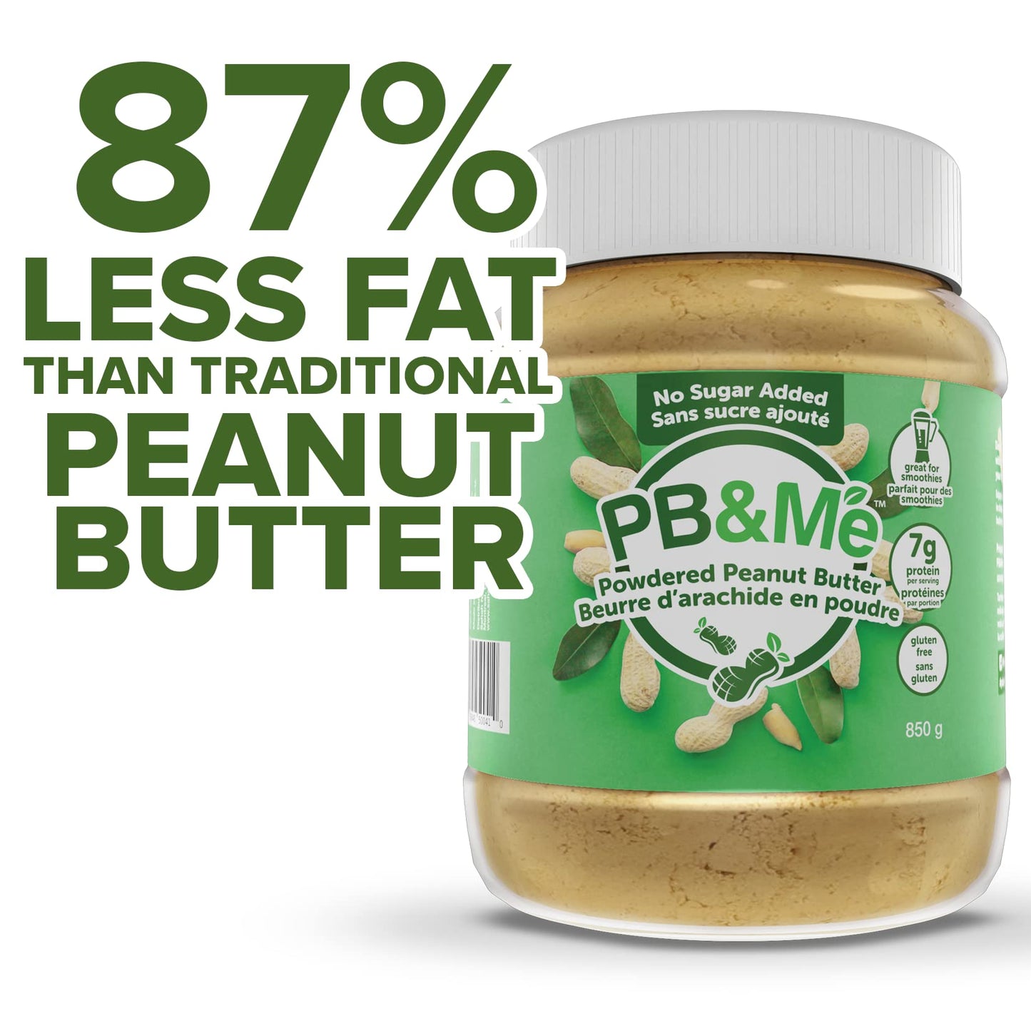 PB&Me Sugar Free Peanut Butter Powder - Powdered Peanut Butter No Sugar for Low Calorie Snacks, Peanut Butter Powder Protein for Smoothies, Low Carb Peanut Powder Protein Snack, 2lbs Jar (1-Pack) - Available at All In One Marketplace Canada