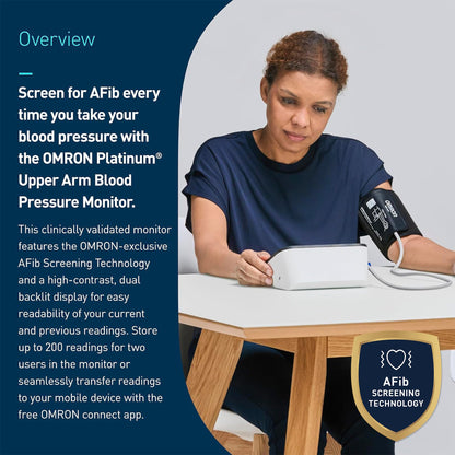 OMRON Platinum Upper Arm Blood Pressure Monitor - Clinically Validated Blood Pressure Arm Cuff - Use OMRON Connect App for Unlimited Measurements - Available at All In One Marketplace Canada