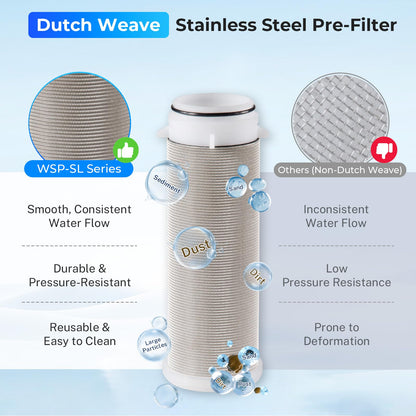 iSpring WSP-100 Spin Down Sediment Water Filter, Whole House Reusable Flushable Prefilter for Well Water, 100-Micron, 1" MNPT + 3/4" FNPT, Lead-Free Brass iSpring