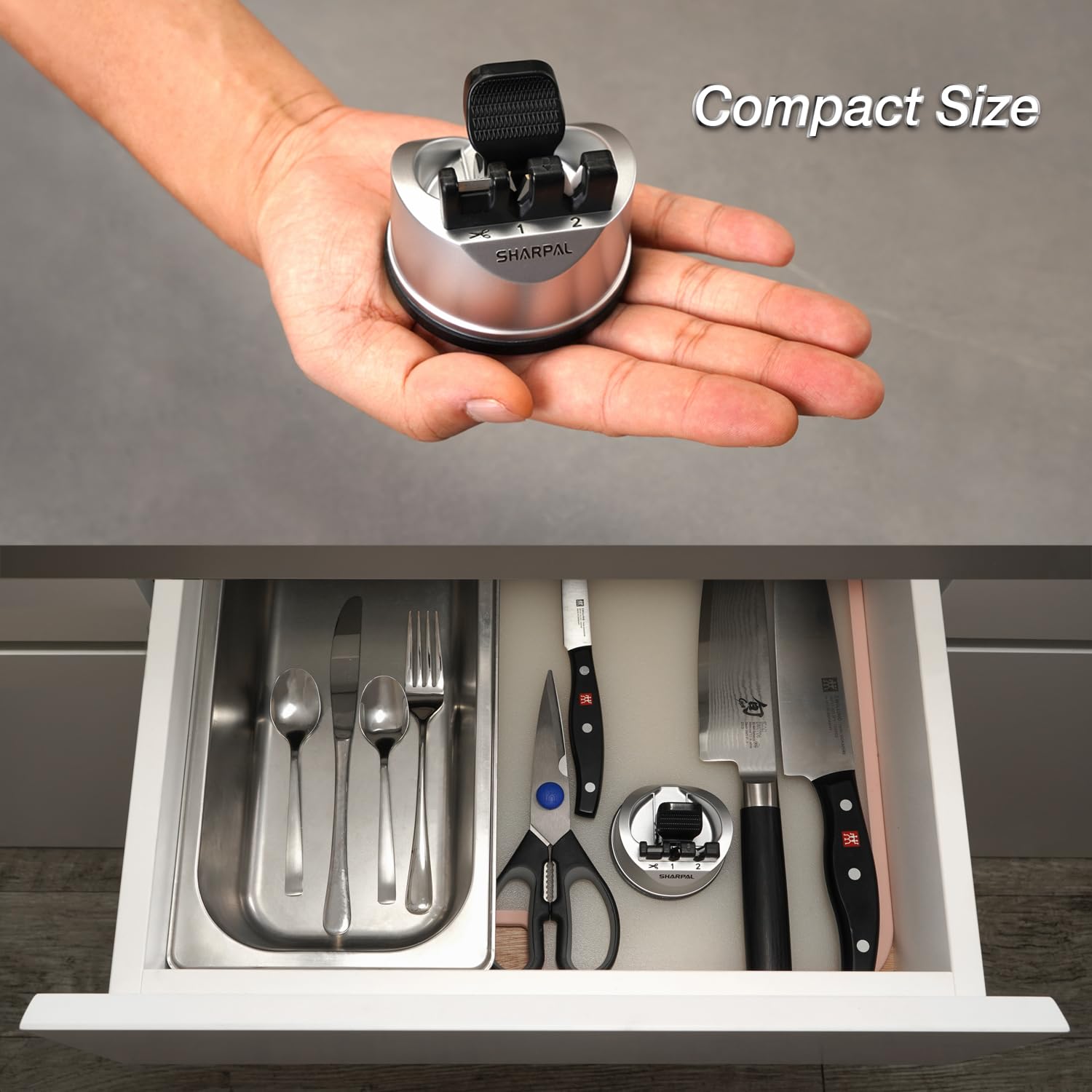 SHARPAL 191H Knife & Scissors Sharpener, Kitchen Chef Sharpening Tool for Straight and Serrated Knives – Repairs, Restores, and Sharpens Blades