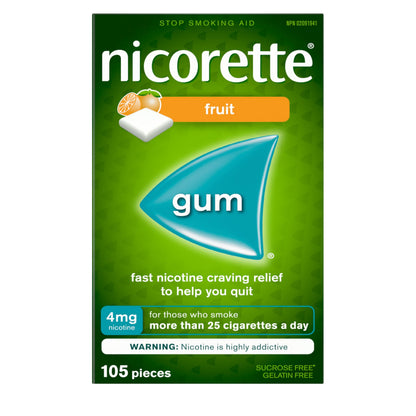 Nicorette Nicotine Gum, Fresh Fruit, 4mg – Quit Smoking Aid, 105 Count