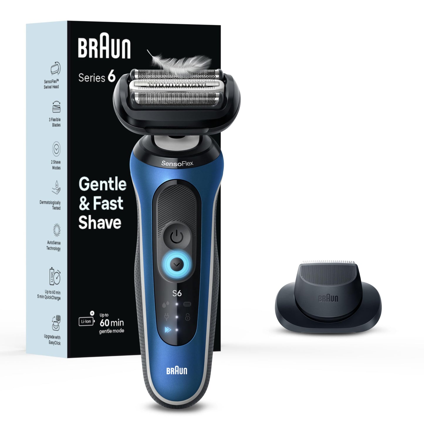Braun Electric Razor for Men Series 6, Beard Shaver, Electric Shaver, GentleFlex, SkinGentle Foil, with Precision Trimmer, S6 6120s, 1 item 🍁 All In One Marketplace Canada Braun