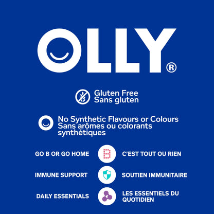 OLLY Men's Multi Gummy Supplement with no artificial flavours and colours Blackberry Blitz multivitamin to help support men's health 45 day supply 90 gummies