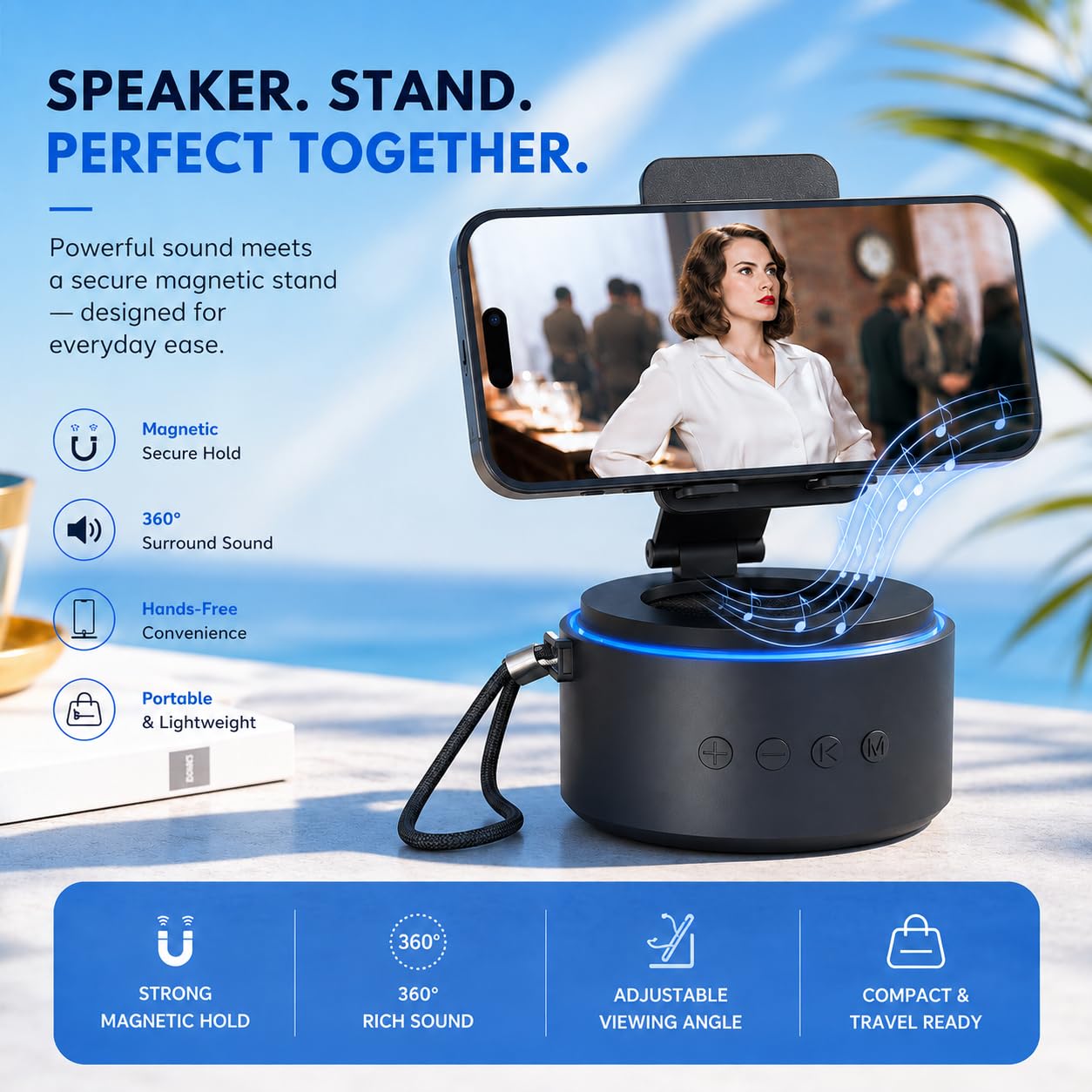 ZAPUVO Gifts for Men Dad, Bluetooth Speaker with Phone Stand, Christmas Anniversary for Men - Birthday Gifts for Him Husband Boyfriend, Wireless Speaker Phone Holder for Home Office Desk Use - Available at All In One Marketplace Canada