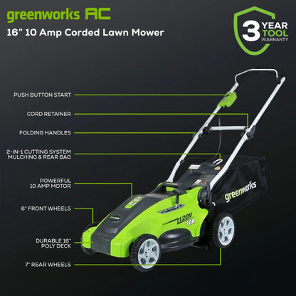 Greenworks 25142 10 Amp 16-Inch Corded Lawn Mower 🍁 All In One Marketplace Canada