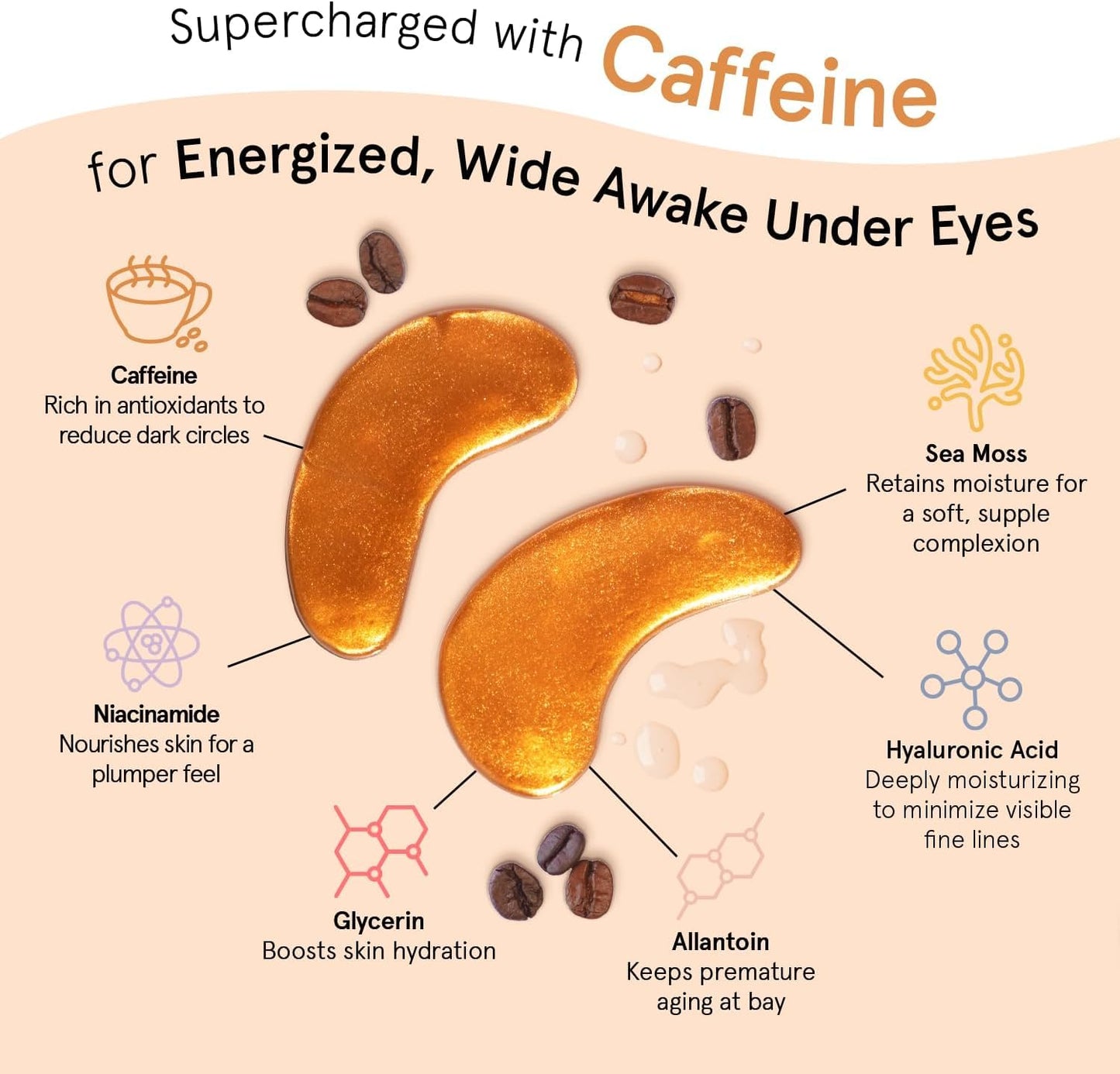 grace and stella Eye Patches with Caffeine - Under Eye Patches for Puffy Eyes - Revitalizing Under Eye Mask - Eye Pads with Niacinamide & Hyaluronic Acid - Vegan Eye Mask Skincare, 24 Pairs - Available at All In One Marketplace Canada