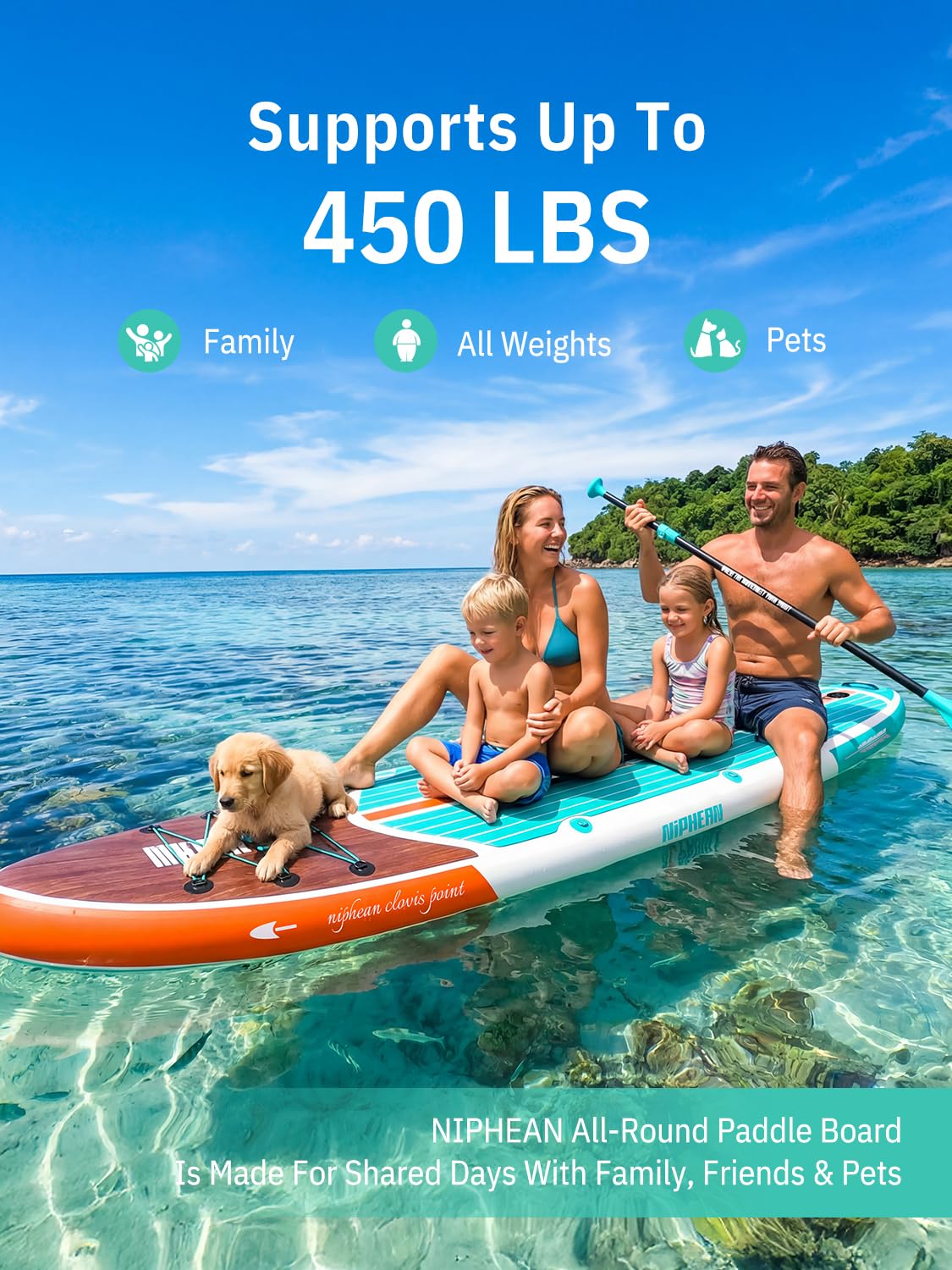 Niphean Inflatable Stand Up Paddle Board with SUP Accessories, 10'6'' All-Round Inflatable SUP, Anti-Slip EVA Deck, Inflatable Paddle Board for Adults & Youth