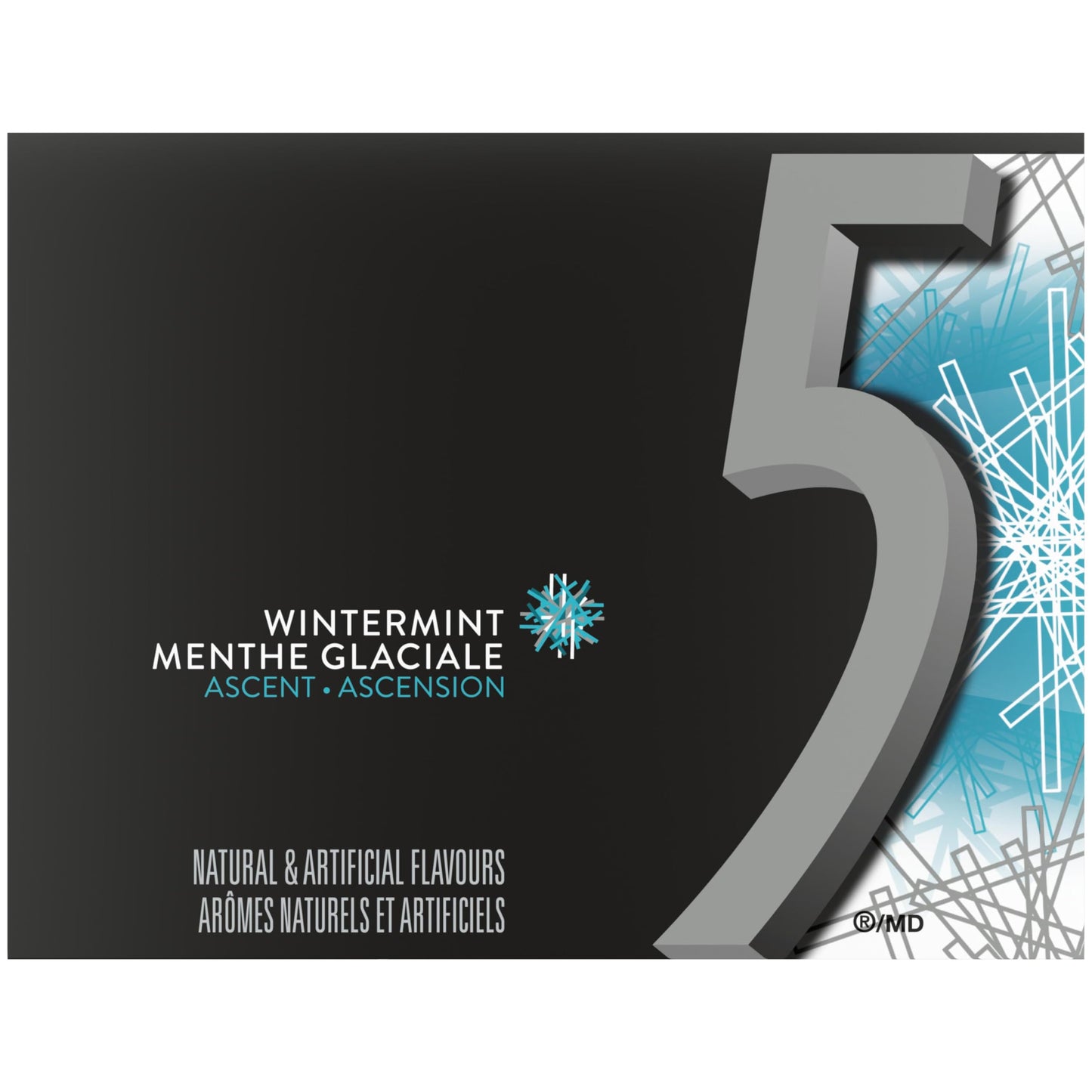 5 GUM, Wintermint-Ascent Flavoured Sugar Free Chewing Gum, 15 Sticks, 10 Packs - Available at All In One Marketplace Canada