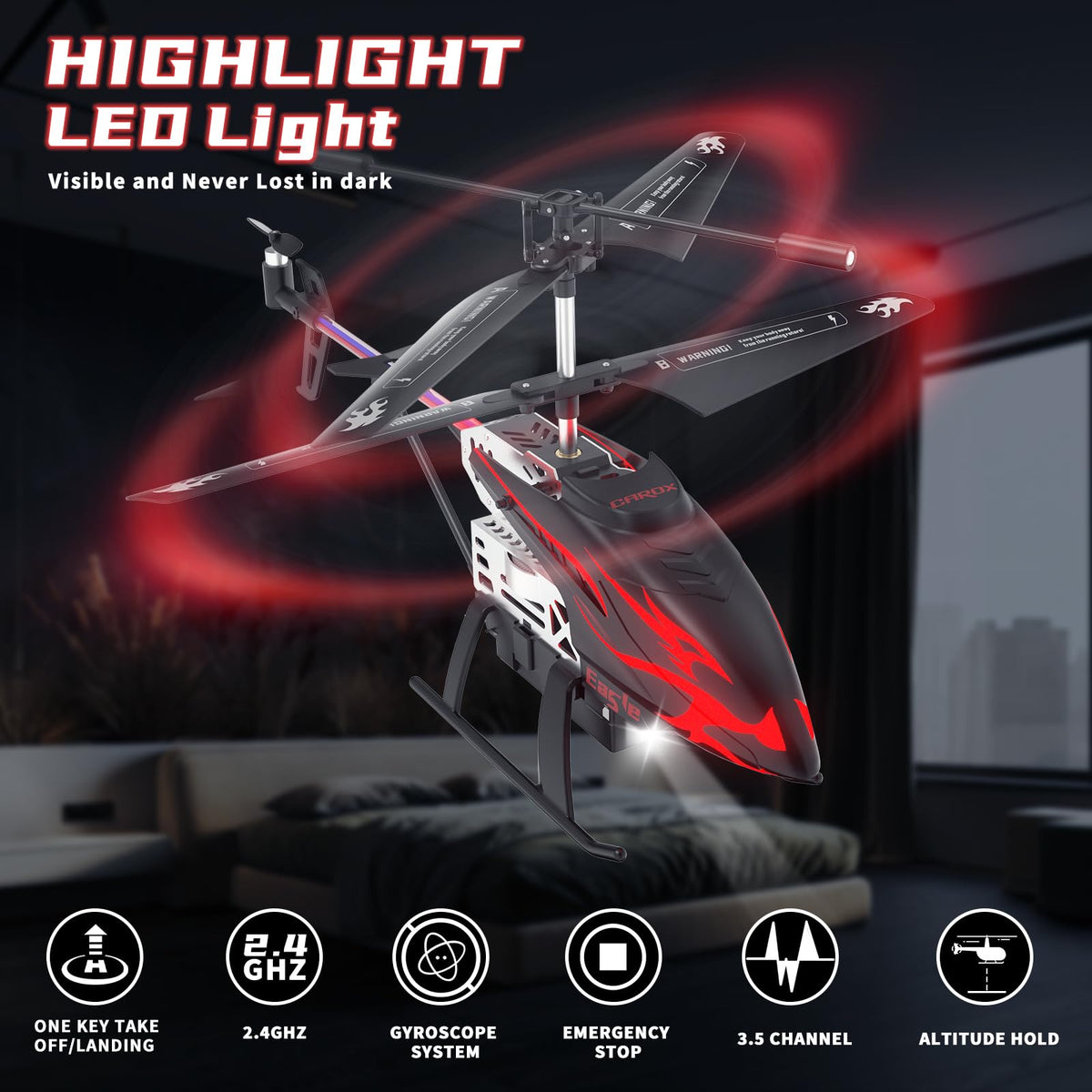 Remote Control Helicopter for Kids with 30-Minute Flight Time, LED Light Effects, Altitude Hold, One-Key Takeoff/Landing, for Boys and Girls Ages 6+, Perfect Christmas and Birthday Gifts 🍁 All In One Marketplace Canada