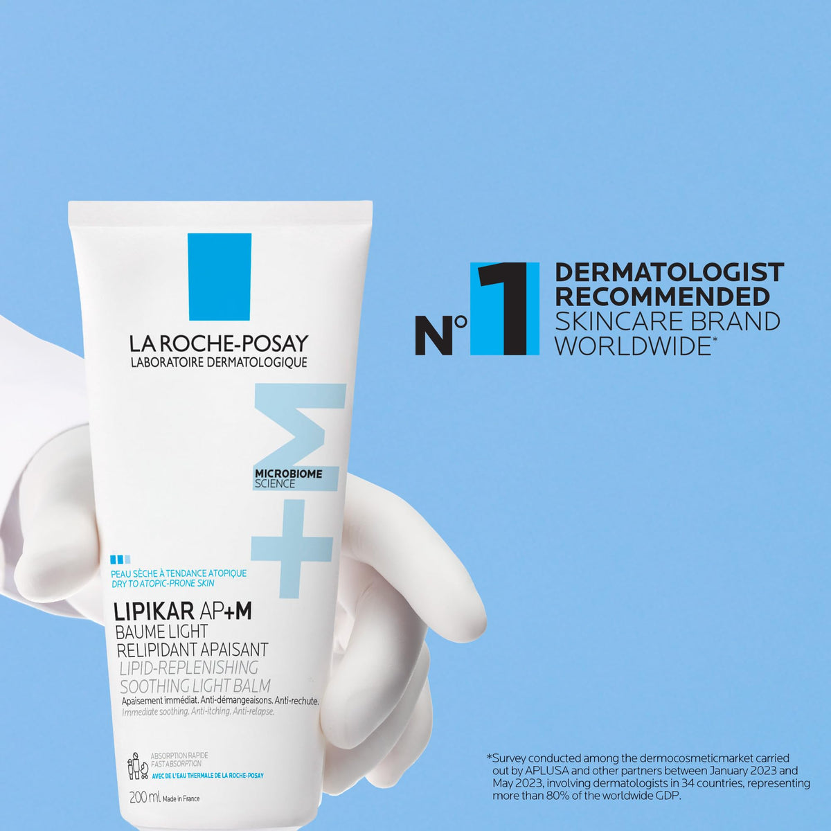 La Roche Posay Lipikar Baume Light AP+M, Body Lotion for Dry Skin, Lightweight Moisturizer with Shea Butter & Niacinamide for Body, Face & Hands, Fragrance Free, Recommended by Dermatologists, 200mL