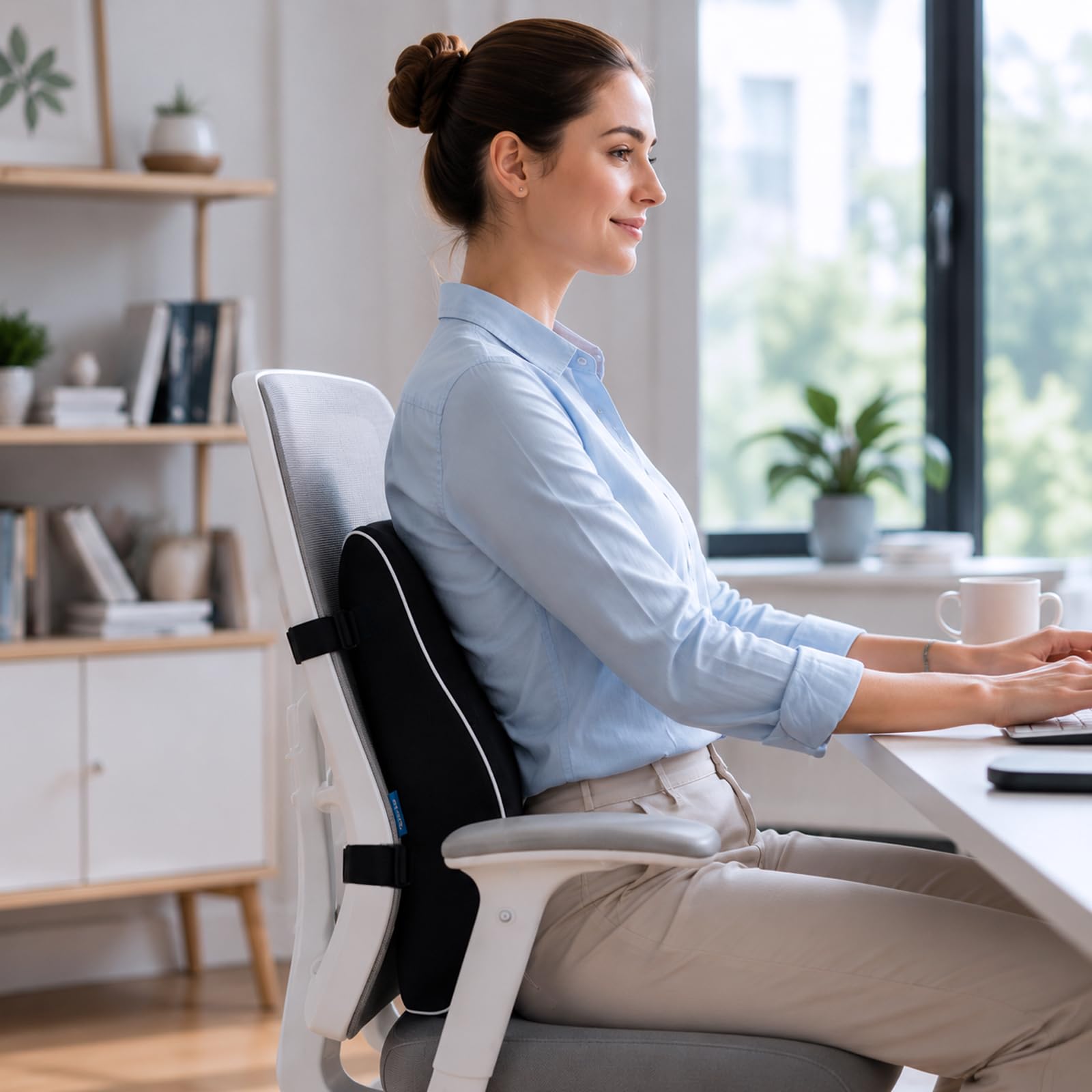 QUTOOL Lumbar Support Pillow for Office Chair, High-Density Memory Foam Back Cushion with Dual Adjustable Straps, Breathable 3D Mesh Cover, Ergonomic Back Support for Everyday Sitting - Available at All In One Marketplace Canada
