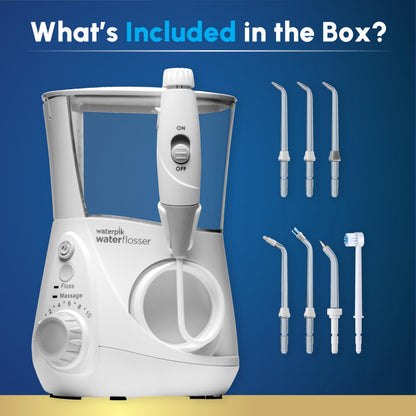 Waterpik Aquarius Water Flosser For Teeth Cleaning, Gums, Braces, Dental Care, Electric Power With 10 Settings, 7 Tips For Multiple Users & Needs, CDA Validated, White WP-660, Packaging May Vary - Available at All In One Marketplace Canada