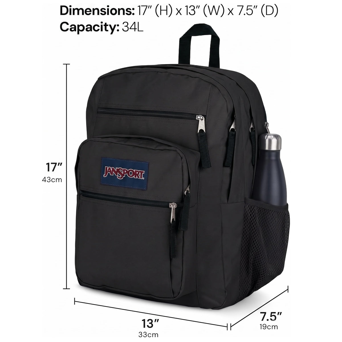 JanSport Laptop Backpack - Computer Bag with 2 Compartments, Ergonomic Shoulder Straps, 38.1 cm Laptop Sleeve, Haul Handle - Black