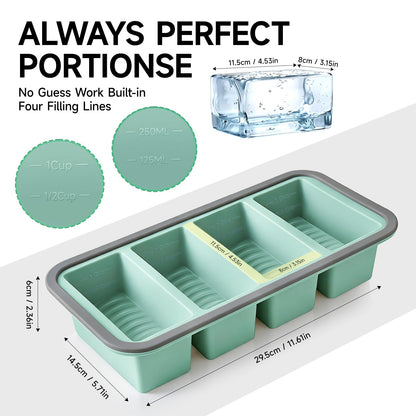 Tvmania 2-Pack Silicone Freezer Trays with Lids, 1 Cup, 4-Compartment 🍁 All In One Marketplace Canada