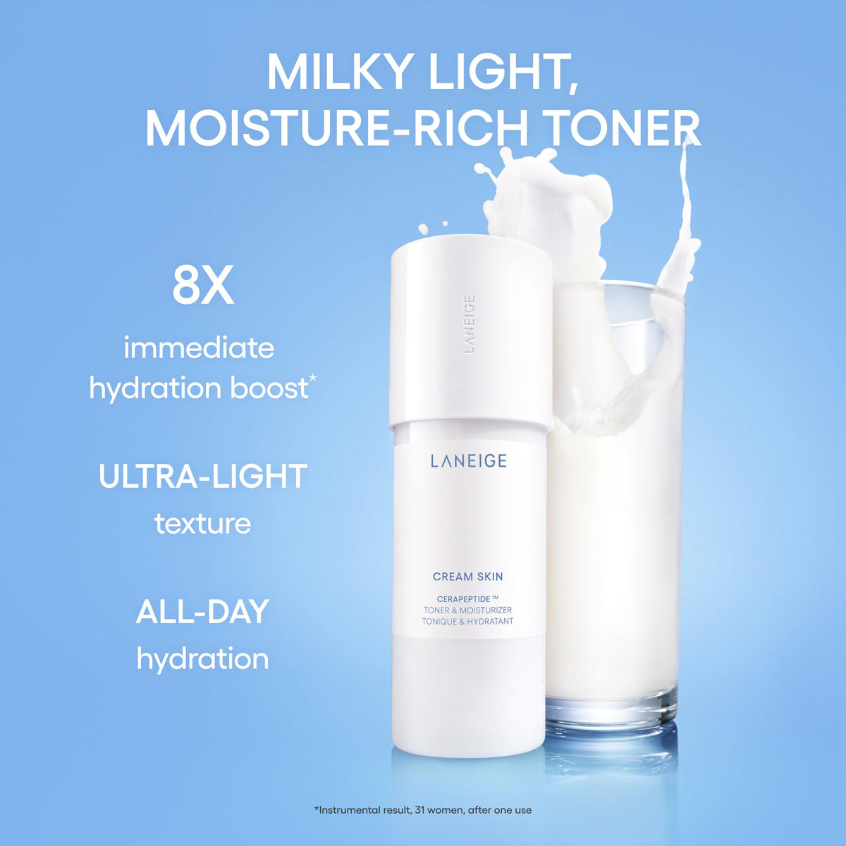 LANEIGE Cream Skin Milky Toner Mist: Lightweight Ceramide & Peptide Toner