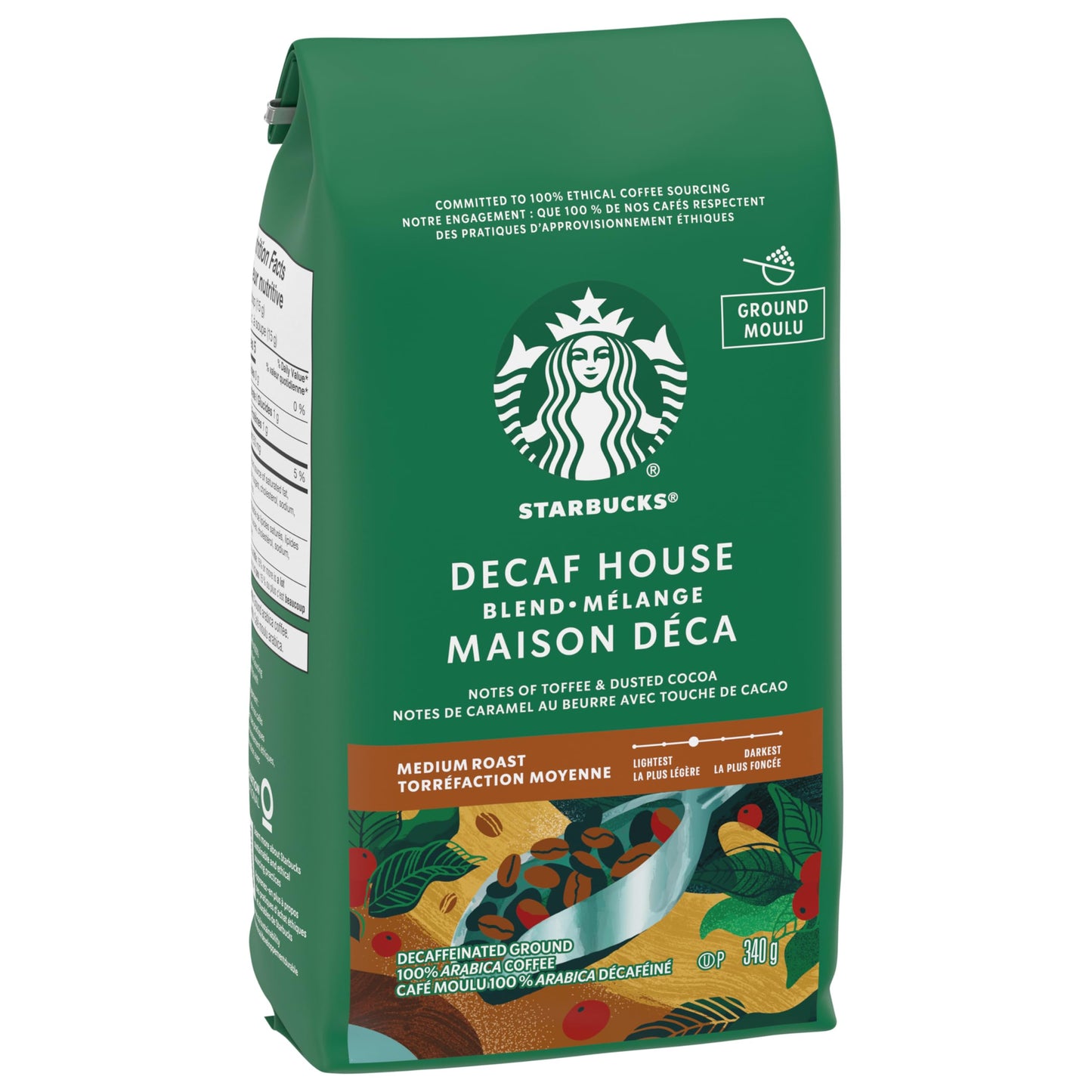 Starbucks Decaf House Blend Ground Coffee, Medium Roast, 340g (6-Pack)