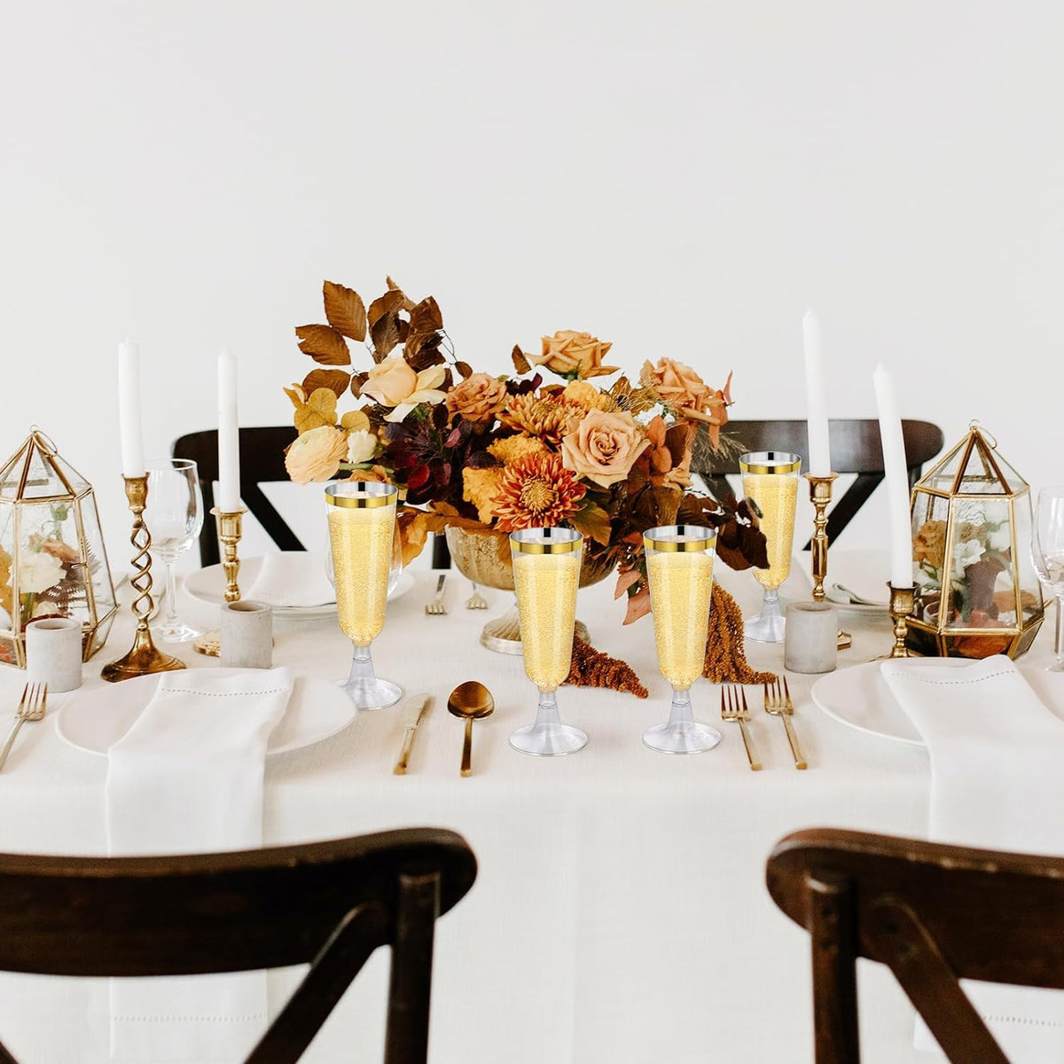 100 Pack 5oz Clear Disposable Plastic Champagne Flutes with Gold Rim 🍁 All In One Marketplace Canada