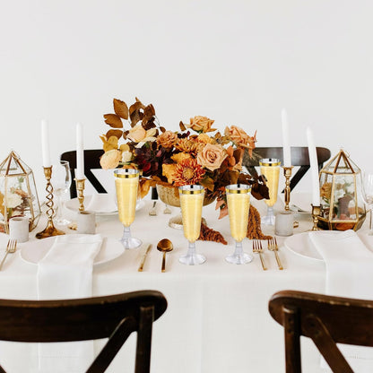 100 Pack 5oz Clear Disposable Plastic Champagne Flutes with Gold Rim 🍁 All In One Marketplace Canada