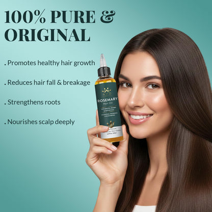 AVD Organics Rosemary Oil for Hair Growth | Infused with Biotin | Hair Strengthening, Nourishing and Volumizing | infused with Jojoba & Castor Oil | NON - GMO 120ml