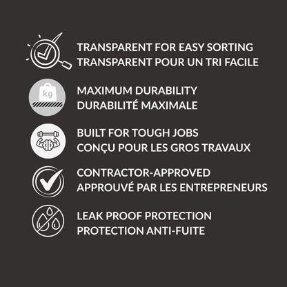 Maximum Heavy Duty Garbage Bags, 42-Gallon, 3 Mil, Clear Garbage Bags Extra Large, Tear Resistant, Industrial Strength, 32 Counts, Made In Canada - Available at All In One Marketplace Canada