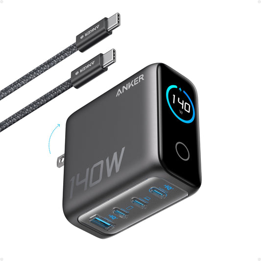 Anker Laptop Charger, 140W MAX USB C Charger, 4-Port Multi-Device Fast Charging, Advanced GaN Power Adapter, Intuitive Touch Controls, for MacBook, iPhone 17/16 Series, Samsung Galaxy, Pixel, and More - Available at All In One Marketplace Canada
