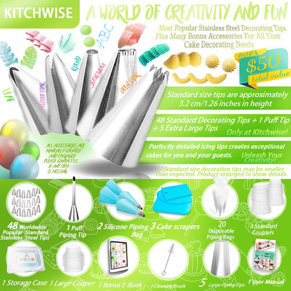Cake Decorating Supplies Kit Tips 83 Pieces, 48 Stainless Steel Icing Tip Set, 2 Reusable Coupler and 20 Pastry Bags 🍁 All In One Marketplace Canada