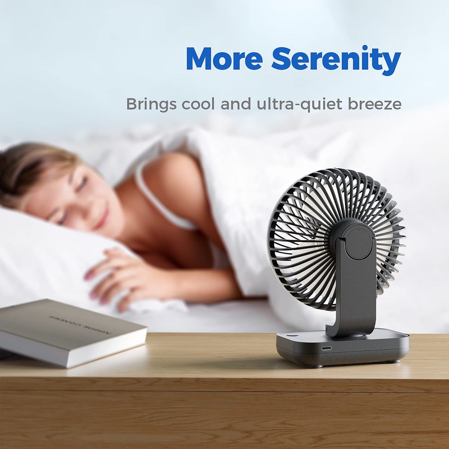 OCOOPA Small Desk Fan, 4000mAh Rechargeable USB Fan Battery Operated, 4 Speeds, 5'' Portable Table Fan with Strong Airflow Quiet, Detachable Grille, Mini Desktop Fan(Blue) - Available at All In One Marketplace Canada