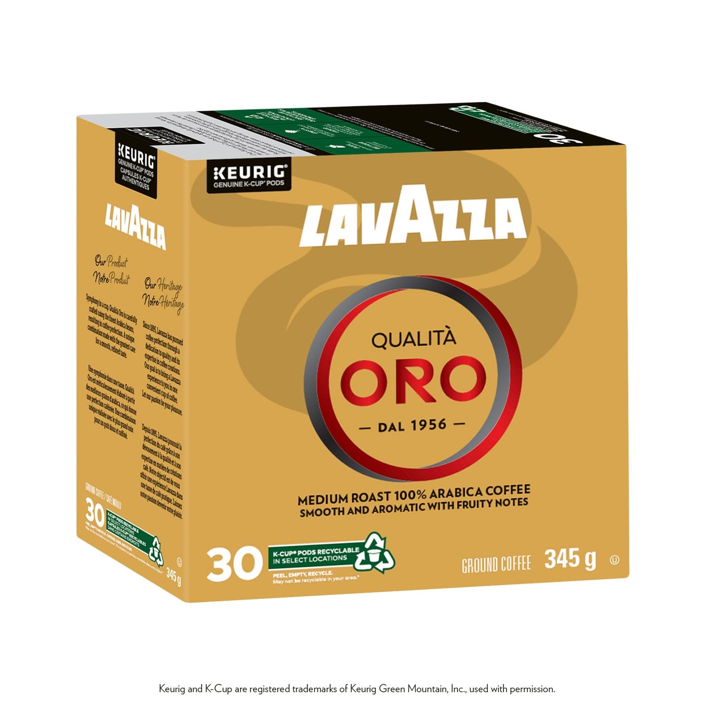 Lavazza Qualità Oro Medium Roast K-Cup Coffee Pods, 30 Count For Keurig Coffee Makers