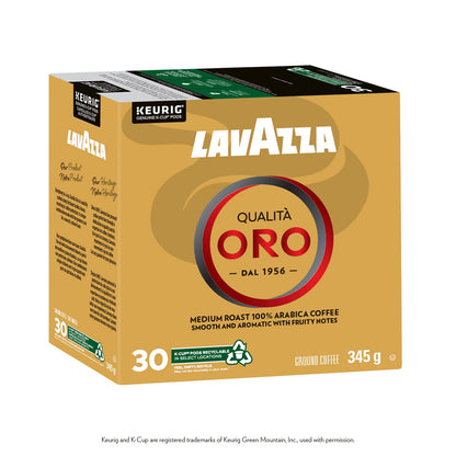 Lavazza Qualità Oro Medium Roast K-Cup Coffee Pods, 30 Count For Keurig Coffee Makers