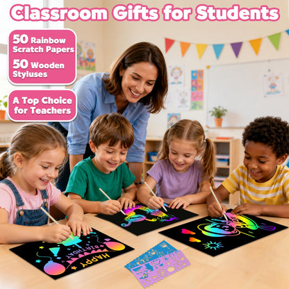 ZMLM 100PCS Rainbow Scratch Paper Art Gifts, Arts and Crafts for Kids Toys 🍁 All In One Marketplace Canada