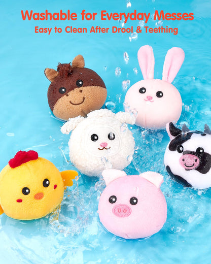 hahaland Montessori Baby Toys 6-12 Months - Surprise Barn with Stuffed Farm Animals Toys for Babies with Rattle & Mirror, Sensory Toys for Babies Boy Girl, Travel Toys for Toddlers 1-3 - Available at All In One Marketplace Canada