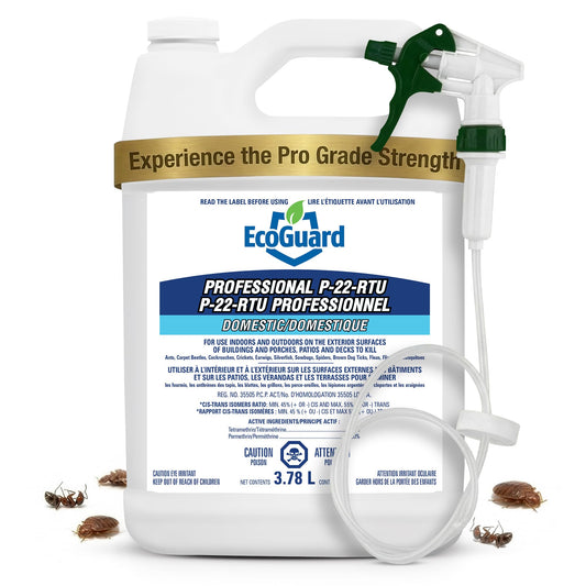 EcoGuard P-22-RTU Residual Insect Killer 3.78L with Sprayer Included, Ready-to-Use Indoor & Outdoor Pest Control for Ants, Cockroaches, Spiders, Fleas, Ticks, Flies & Mosquitoes (P-22-RTU+Sprayer)