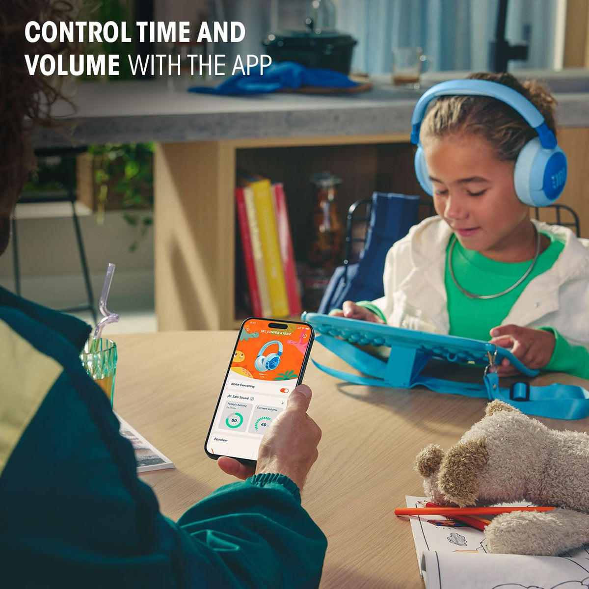 JBL Junior 470NC - Wireless Over-Ear Noise Cancelling Kids Headphones - White