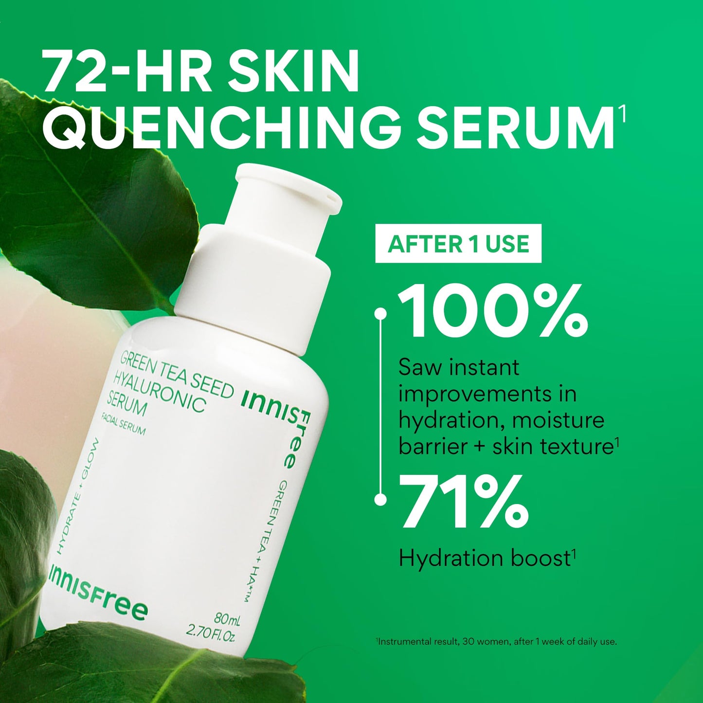 innisfree Green Tea Seed Hydrating Serum with Hyaluronic Acid & Niacinamide, Korean Face Serum for Glow innisfree
