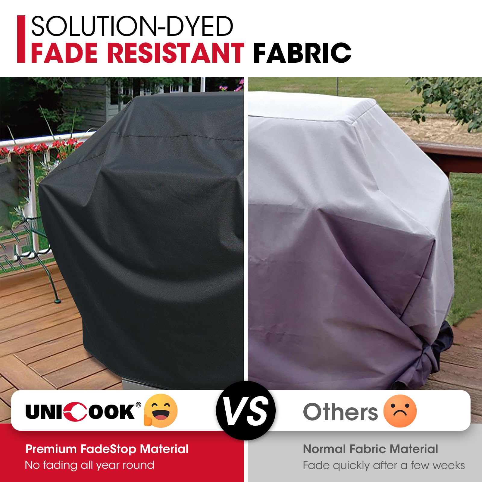 UNICOOK BBQ Cover 55 Inch, Heavy Duty Waterproof Housse BBQ, Special Fade and UV Resistant Outdoor Barbecue Grill Cover, Barbecue Accessories Compatible for Weber Char-Broil Brinkmann and More
