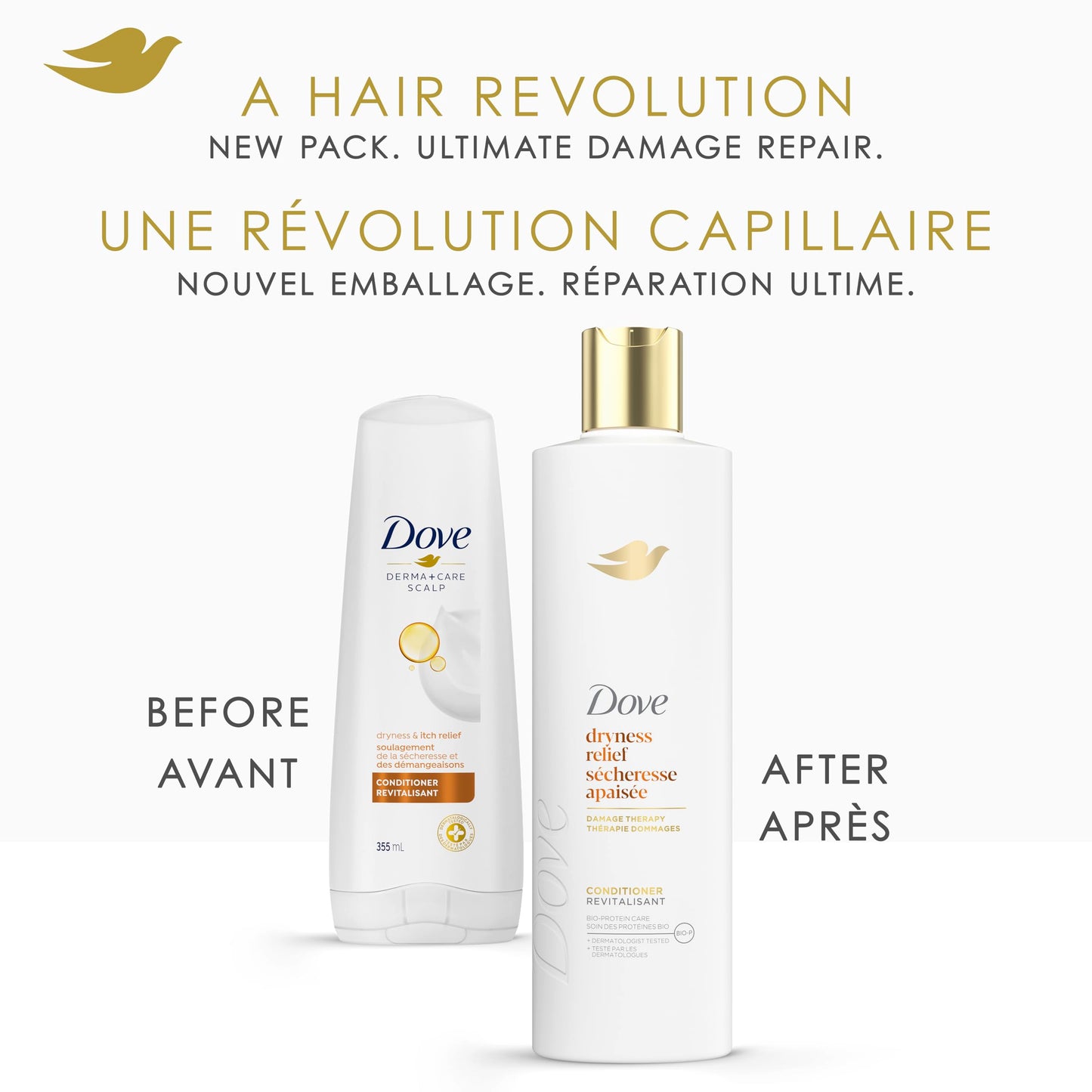 Dove Dryness Relief Damage Therapy Shampoo & Conditioner, 355mL, 4-Pack Dove