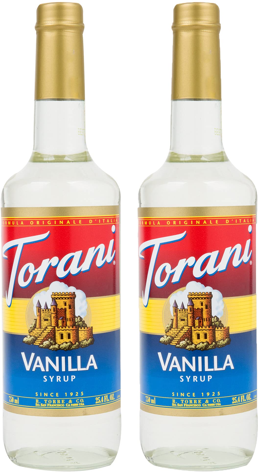 Torani Vanilla Syrup, 750ml Bottles (Pack of 2)
