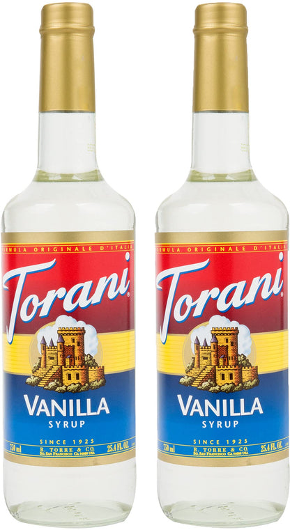 Torani Vanilla Syrup, 750ml Bottles (Pack of 2)
