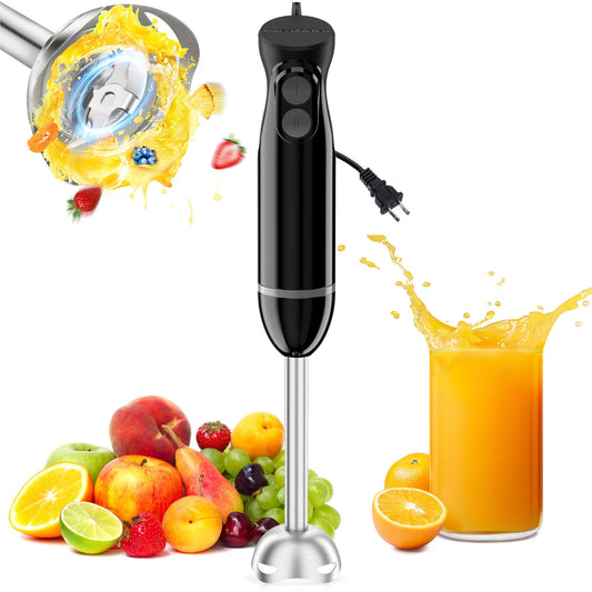 Bonsenkitchen Hand Blender, Immersion Blender with 2 Mixing Speed, Electric Handheld Blender Portable Stick Mixer with Stainless Steel Blades for Soup, Smoothie, Puree, Baby Food - Available at All In One Marketplace Canada