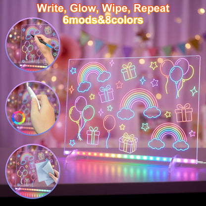 Lumiboard Led Drawing Board, 13.7"x10" Glow Doodle Note Board with 13 Light Effects, Neon Dry Erase Drawing Tablet with Colorful Markers, Birthday Christmas Festival Gifts for Kids 🍁 All In One Marketplace Canada