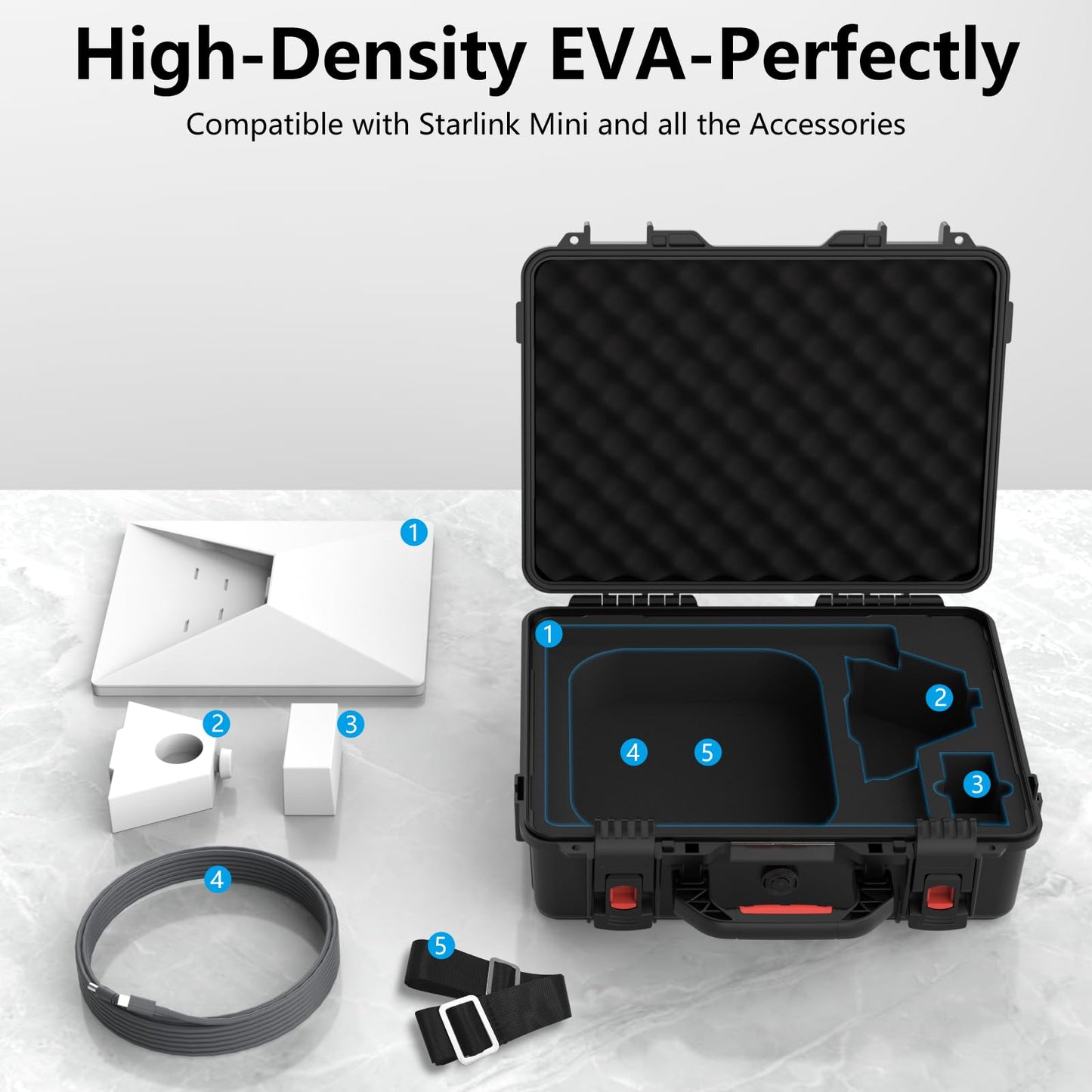MEKEET Starlink Mini Case, IP67 Waterproof Hard case Fits Star Link Mini Dish, Portable Shoulder Dual Carry Options with Precision Cut Foam for Starlink Accessories,Ideal for Travel and Camping