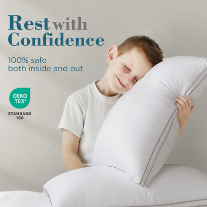 viewstar Bed Pillows Queen Size 2 Pack, Firm Support Gusseted Side Sleeper Hotel Pillow for Back and Stomach Sleeping, White - Available at All In One Marketplace Canada