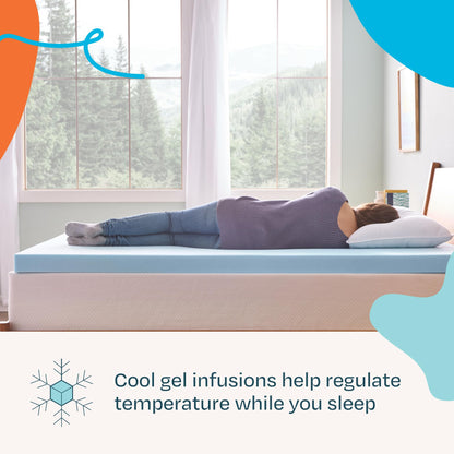 Linenspa 3 Inch Memory Foam Mattress Topper, Gel Infused King Mattress Topper, CertiPUR-US Certified