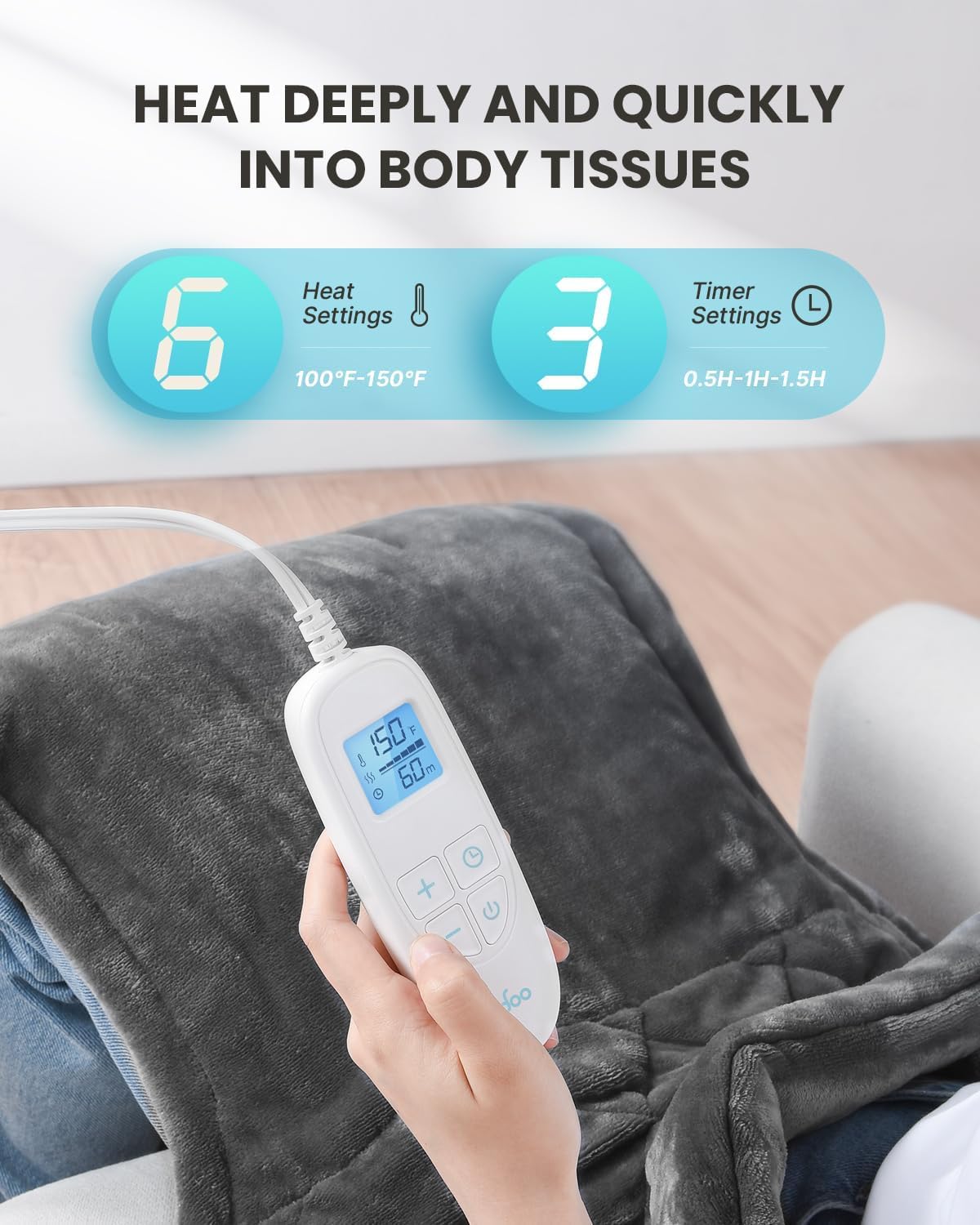 iDOO Large Weighted Electric Heating Pad for Back, Neck & Shoulders 24"x37" 🍁 All In One Marketplace Canada