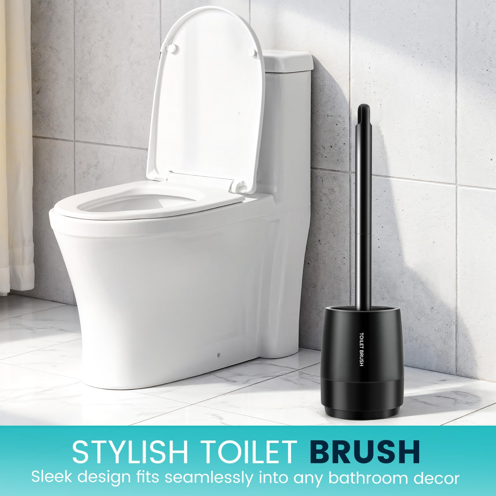 Toilet Brush Toilet Bowl Cleaner Brush and Holder with Dense Durable Scrubbing Bristles Black Toilet Scrubber for Bathroom Deep Cleaning - Available at All In One Marketplace Canada