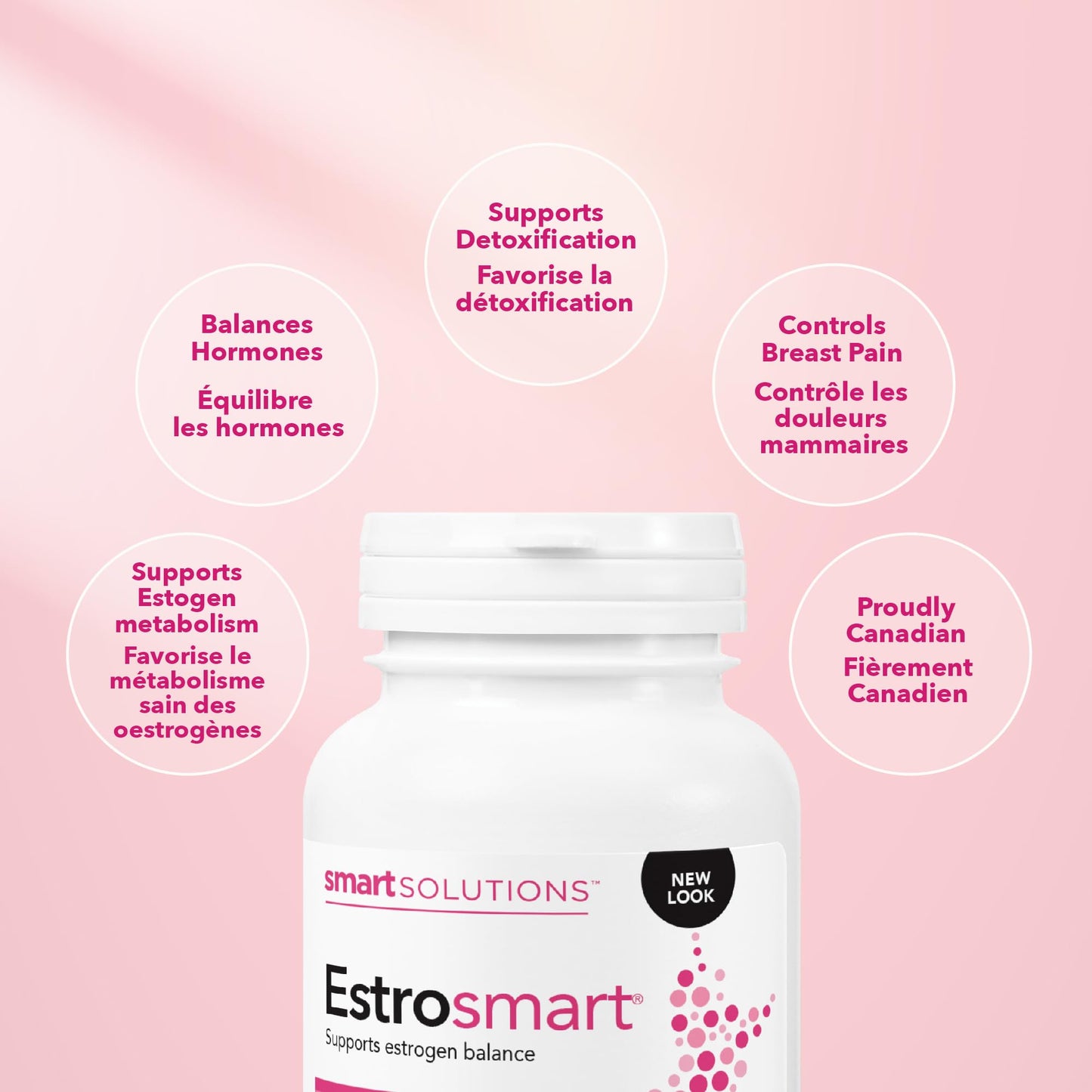 Smart Solutions Estrosmart Vegetarian Capsules, Balances Hormones, Supports Estrogen Metabolism, and Controls Breast Pain. With Calcium D-Glucarate, and DIM, Gluten-Free, Soy-Free, No Artificial Preservatives or Sweeteners, 120 Count - Available at All In One Marketplace Canada