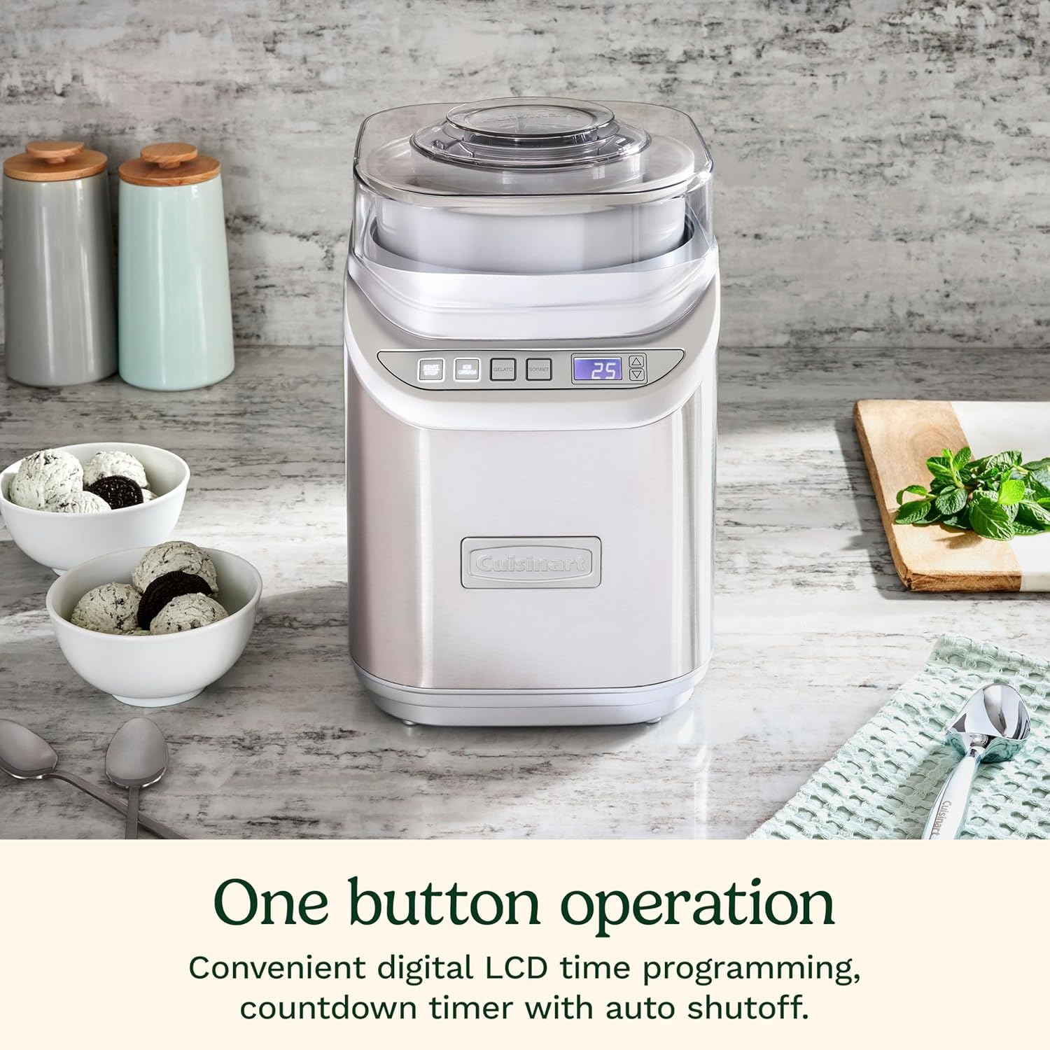Cuisinart Ice Cream Maker Machine w/Countdown Timer, Stainless Steel, 2 qt Cuisinart